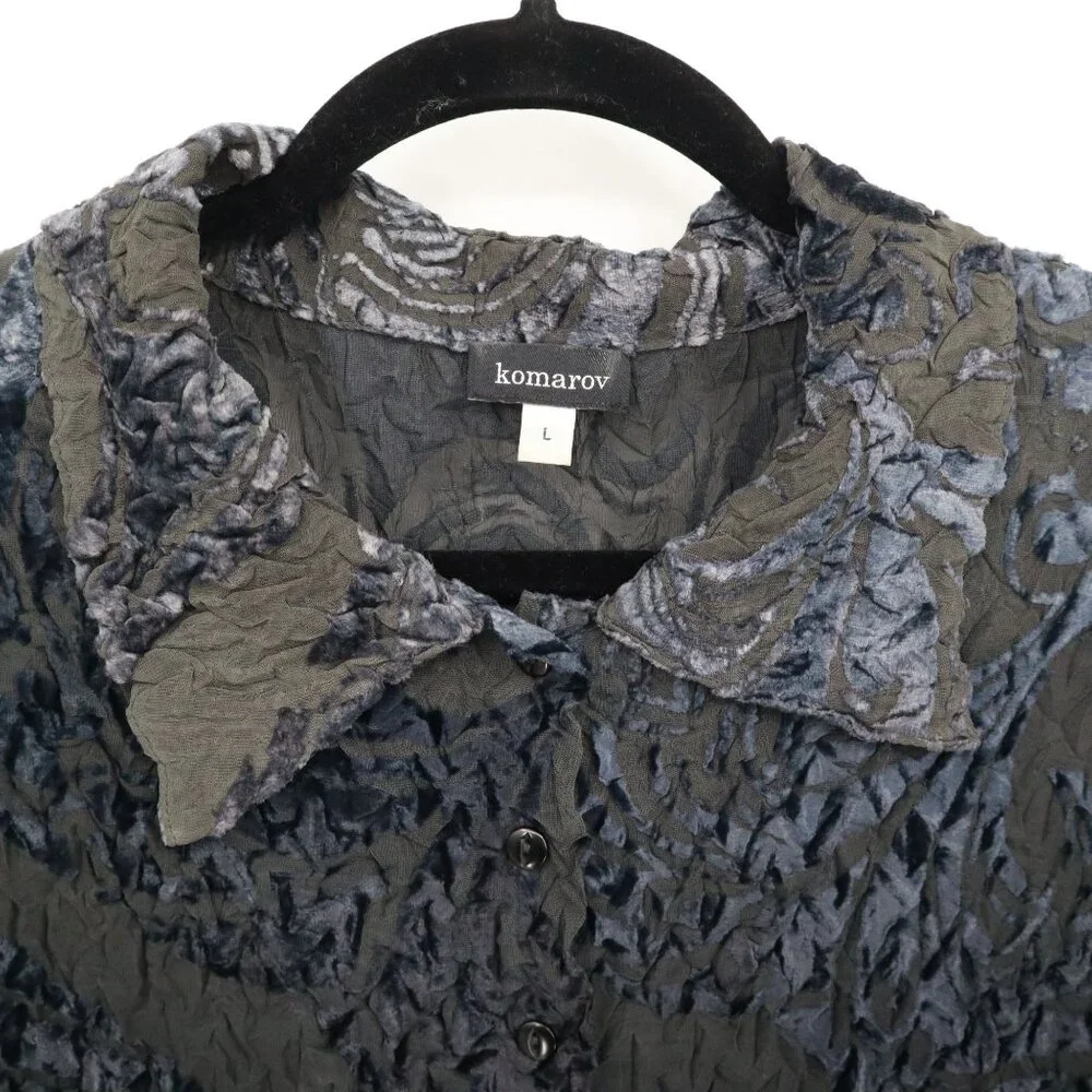 Komarov Textured Shirt Womens L Black Whimsigoth Fairy Grunge Dark Feminine Edgy - Picture 2 of 16